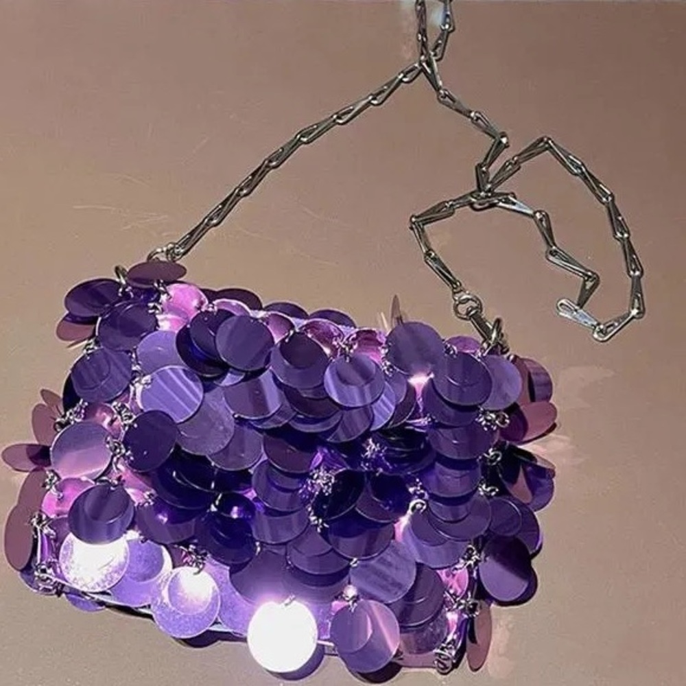 Steve Madden Purple Sequin Chain Shoulder Bag